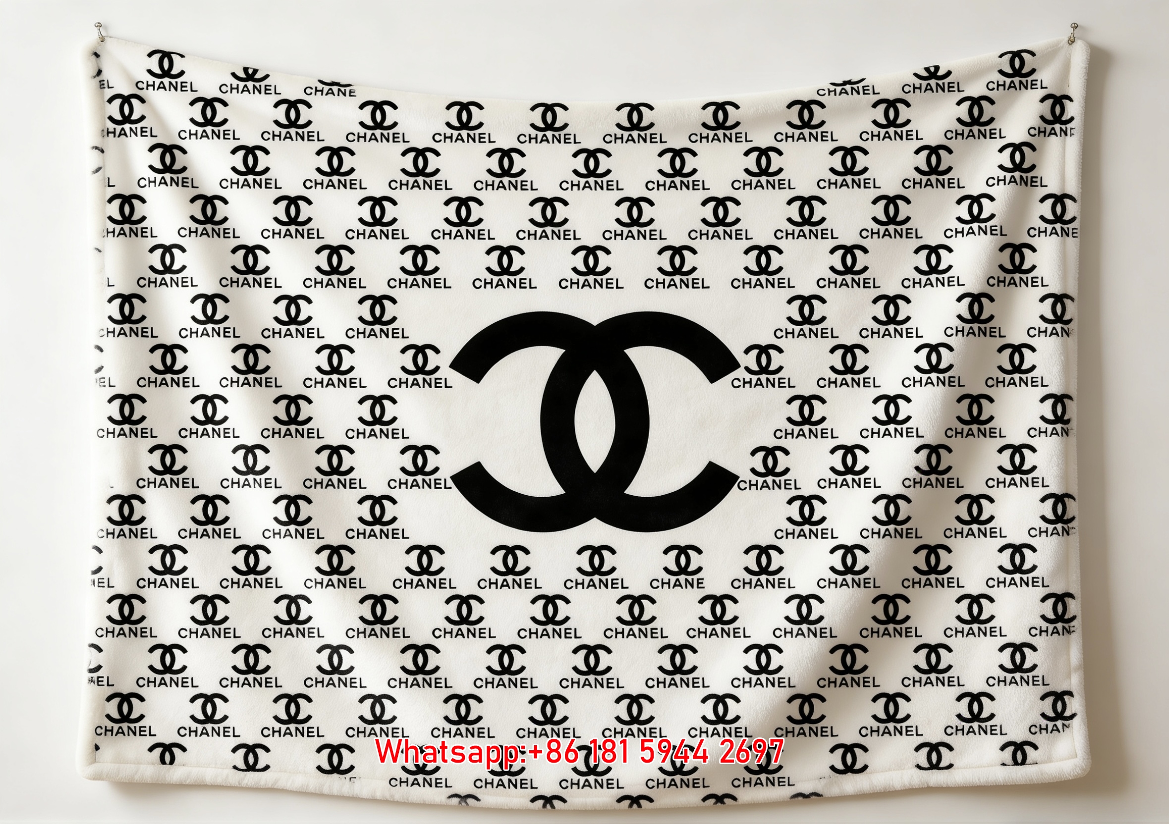 Chanel Oversized CC Logo Monogram Flannel Throw Blanket IMG_7101